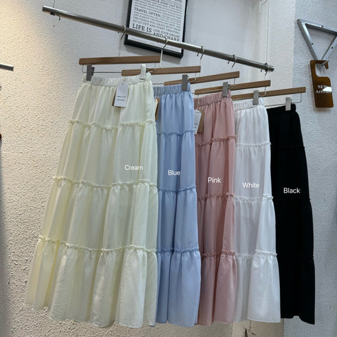 Summer Flounce Layer Long Skirts